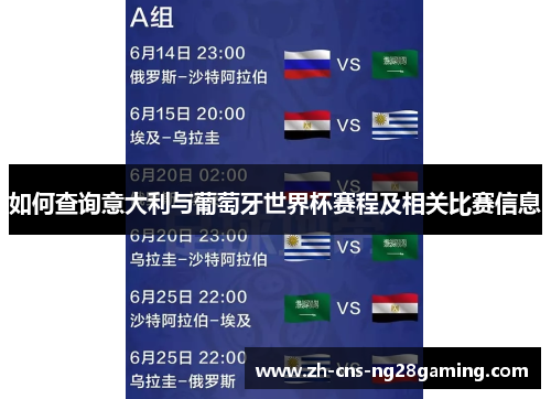 如何查询意大利与葡萄牙世界杯赛程及相关比赛信息