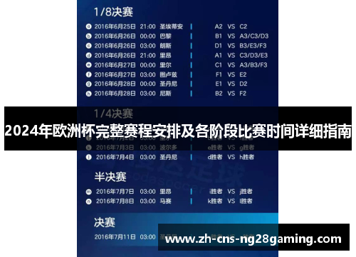 2024年欧洲杯完整赛程安排及各阶段比赛时间详细指南